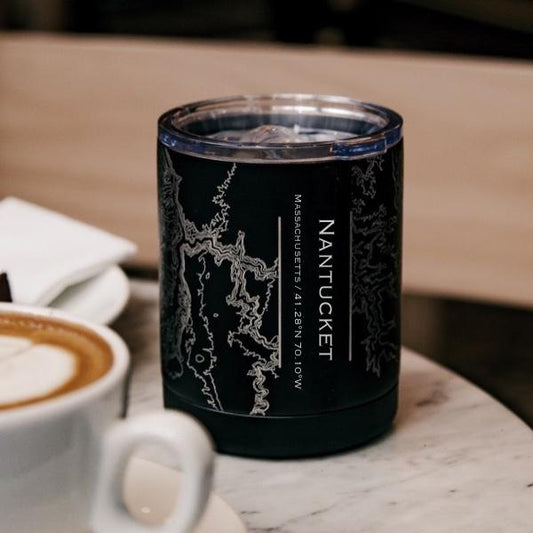 Nantucket - Massachusetts Map Insulated Cup in Matte Black